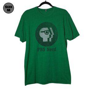 PBS Nerd USED Shirt (M, Green, Public Broadcasting Service, Television)